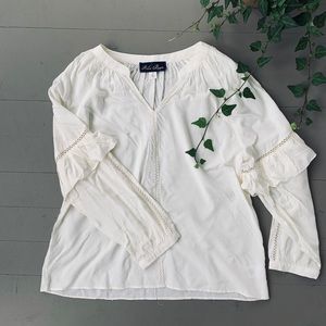 Francesca’s Ivory Long Sleeve Blouse